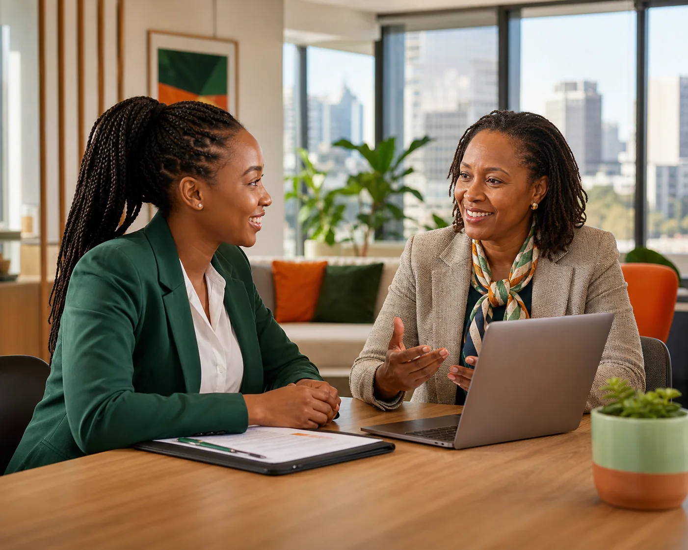 African candidate discussing career opportunities with an actuarial mentor
